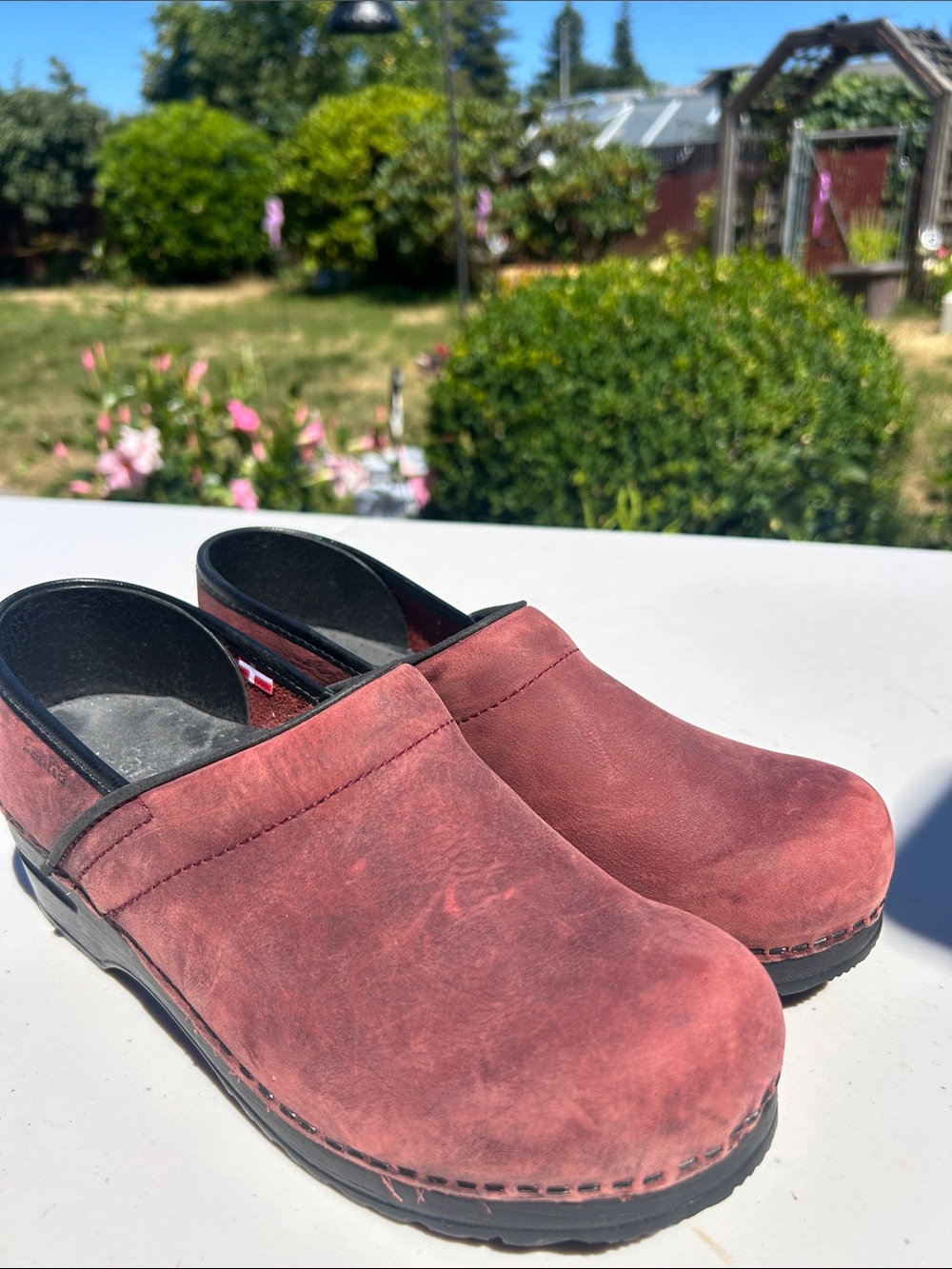 Sanita Izabella Professional Clogs in Red Leather Work Clogs Shoes Size 38/7.5US